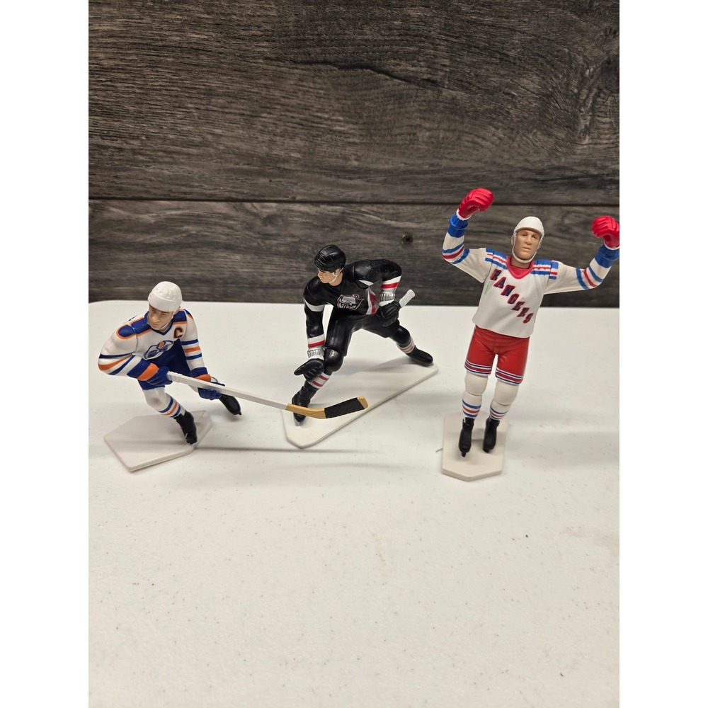 Vintage NHL Figurine Lot Wayne Gretzky Oilers Rangers Pat LaFontaine Sabres 3pc